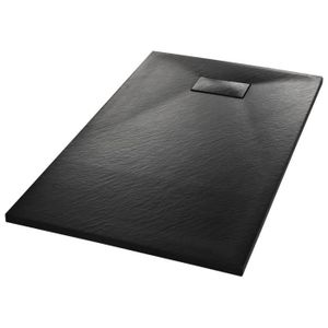 RECEVEUR DE DOUCHE Bac de douche rectangulaire ZERODIS Noir SMC 120 x 70 cm - Antidérapant et facile à nettoyer