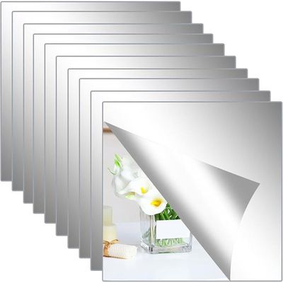 10 Pièces Miroir Mural Autocollant 20 X 20 CmAntidéflagrant Carrés