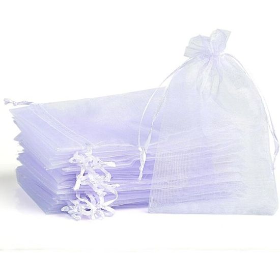 100 Sacs Organza Blancs 10x15 Cm - Pochettes Cadeaux Bijoux Bonbons Mariage
