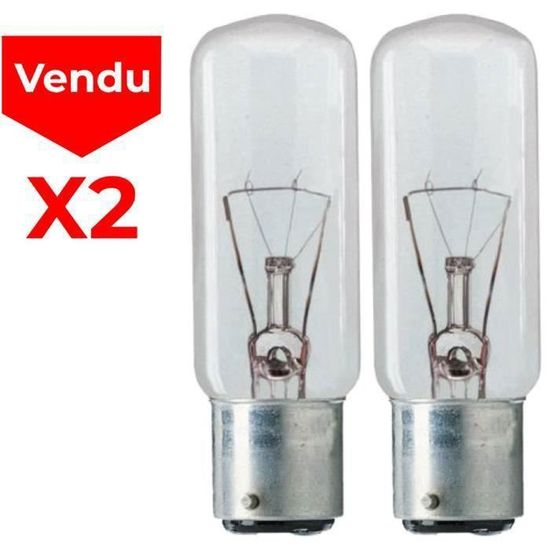 Lot de 2 Ampoules Incandescentes Tubulaires T28x65 40W B22 Cdiscount