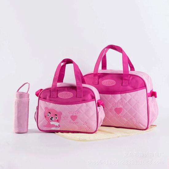 4 sacs de maternité grande capacité, sac à langer pour bébé, sac à dos de voyage étanche, sac à main d'allaitem Rose Red -AOAE4548