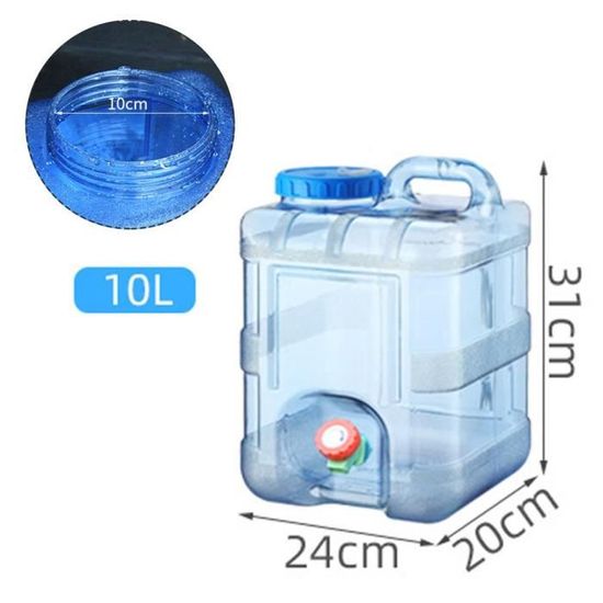Bidon D'Eau Kotarbau 10 Litres Avec Robinet Métal - Réservoir Eau Potable Transparent - Pour Camping, Jardin, Survie