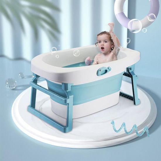 Baignoire Pliable Pour Bébé Et Enfant (0-5 Ans) - Dimensions 30x30x10 Cm, PVC, Fond Antidérapant - Portable, Isotherme, Pour Bain à La Maison Ou En Voyage