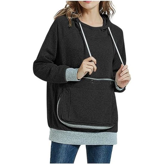 Sweat à Capuche Femme Avec Poche Pour Chat/chien - Hiver Doux Et Chaud - Transport Animal Mains Libres