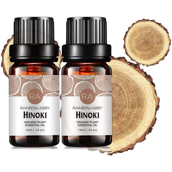 2X10ML Hinoki Huile essentielle Hinoki Huile pour diffuseur Aromathérapie Message Soins capillais Soins de la peau Sommeil