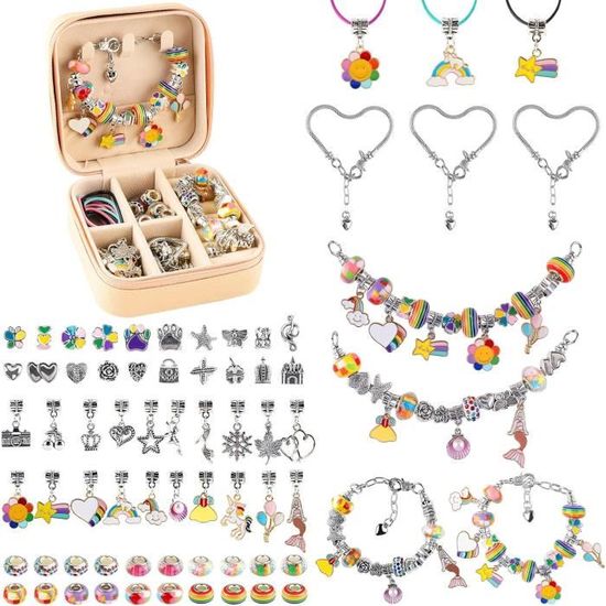 Zoyomax Lot De 162 Bijoux DIY Pour Filles De 6 à 12 Ans - Bracelets, Colliers, Breloques Cœur/étoile/licorne - Coffret Créatif Cadeau Anniversaire