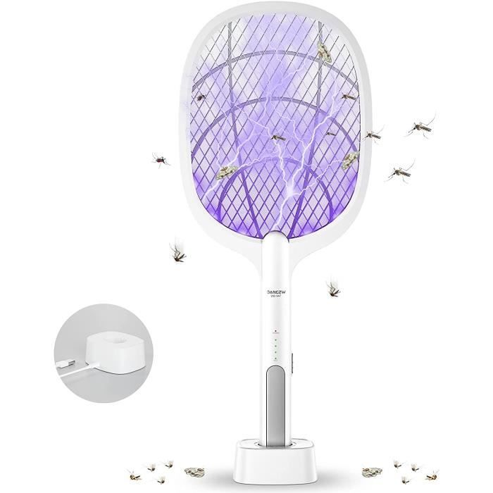 Raquette Moustique Électrique 2 En 1 USB Rechargeable - Lampe Anti-Moustiques Pliable Pour Intérieur Et Extérieur