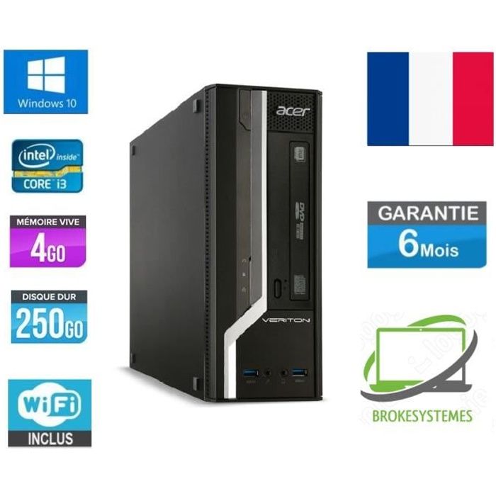 Pc de bureau Acer x2631G SFF I3-4150 3,50Ghz 4Go RAM 250Go HDD WINDOWS 10