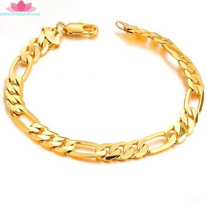 Nouveau Bijoux Fashion cuivre 8MM Flat Sideways Bracelet chaîne Pour Unisexe Homme Femme Cadeau