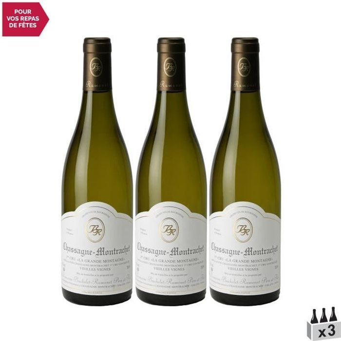 Chassagne-Montrachet 1er Cru La Grande Montagne Blanc 2019 - Lot de 3x75cl - Domaine Bachelet-Ramonet - Vin AOC Blanc de Bourgogne