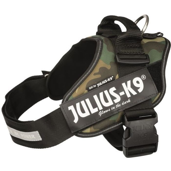 JULIUS K9 Harnais Power IDC 1–L : 63–85 cm - 50 mm - Camouflage - Pour chien