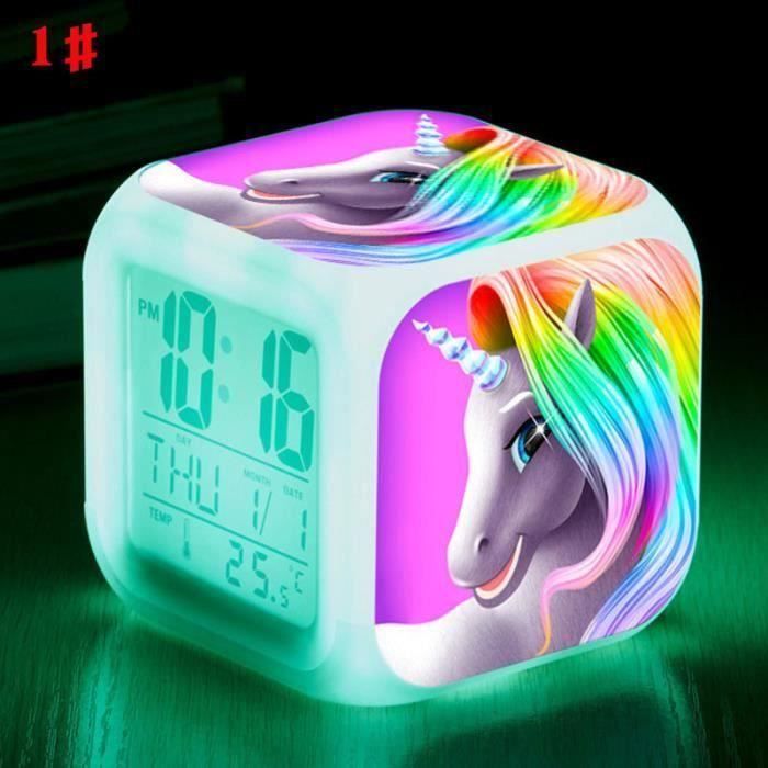 5pcs Licorne réveil LED lumière réveil Cartoon Cartoon garçons garçons filles réveil jouets-1 b05794