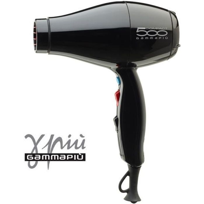 Sèche cheveux Compact 500 noir 2000W Gammapiu 95,5m3/h - Garantie: 1 an