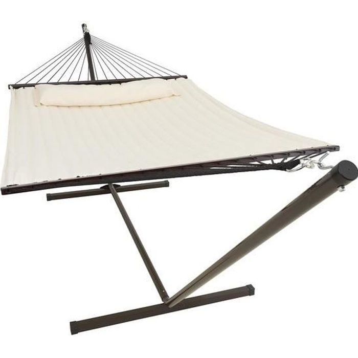 VITA5 Hamac avec Support, Jusqu'à 2 Personnes / 200 kg, 190 * 140, Oreiller Amovible, résistant aux UV, résistant aux intempéries