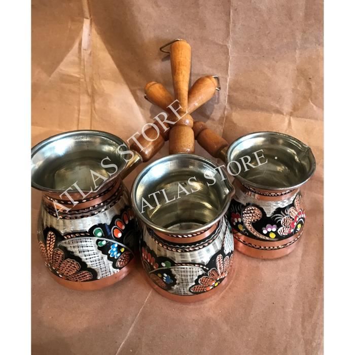 Cuillère,Pot à café turc arménien Cezve, Pot en cuivre fait à la main, décoré et peint - Type S