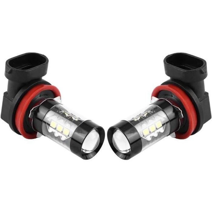 Drfeify Ampoule antibrouillard LED 2 pcs H11 H8 12V-24V 80W Voiture Haute Puissance Brouillard LED Ampoules De Jour