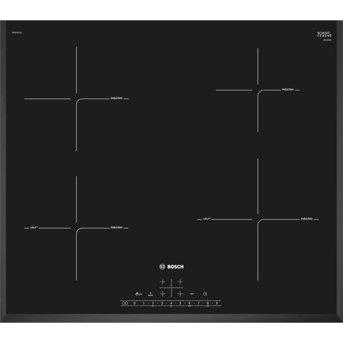 Bosch Serie 6 PIE651FC1E, Intégré, Plaque avec zone à induction, Céramique, Noir, 1400 W, 14,5 cm