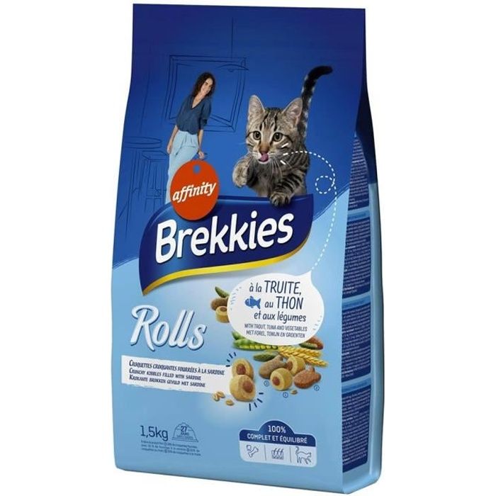 Brekkies Rolls Chats à La Truite Thon et Légumes Fourrées à La Sardine 1,5Kg (lot de 3)
