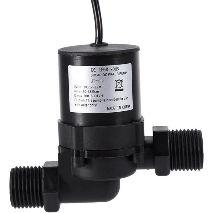 Drfeify Pompe de circulation à moteur Pompe de circulation d'eau solaire DC 12V Pompe à eau à moteur sans brosse 600L/H IP68