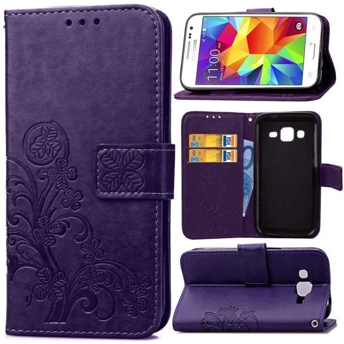 Étui Samsung Galaxy Core Prime (G360), Haute Qualité Retro PU Premium Flip Wallet avec Stent Function avec Credit Card Slot TNB