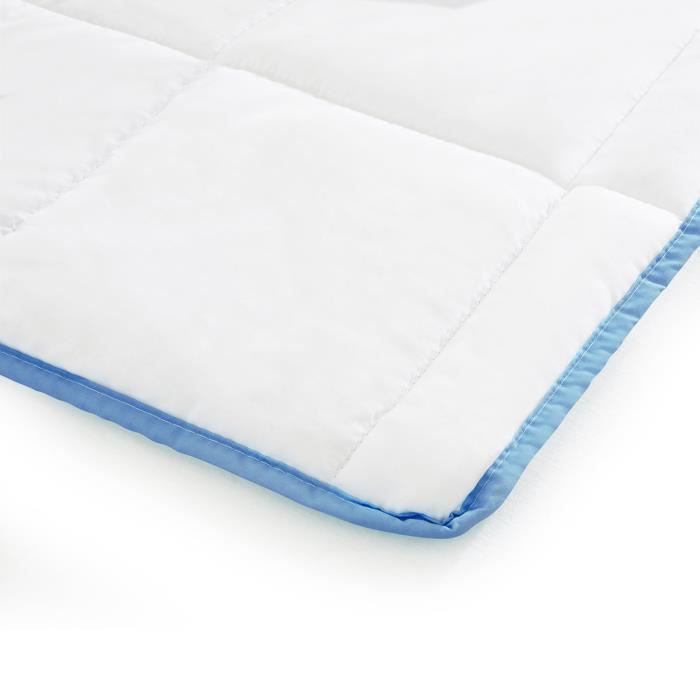 Couette 155x220 été bords bleus confortable hypoallergénique pratique couverture respirante sommeil réparateur housse microfibre