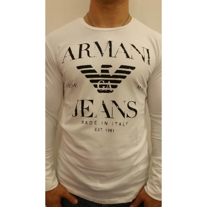 Armani Jeans-Tee Shirt Armani Jeans U6H22 manches longues blanc