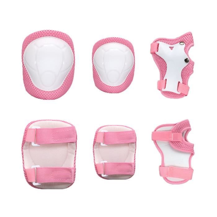 Équipement de protection pour vélo pour enfants, support de poignet + support de coude + support de genou Rose S