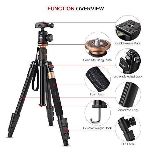 Rangers Trépied Caméra,Professionnel Trépied et Monopode pour DSLR Caméra DV, Hauteur Max : 55-, la charge max: 10KG, Portable Alumi