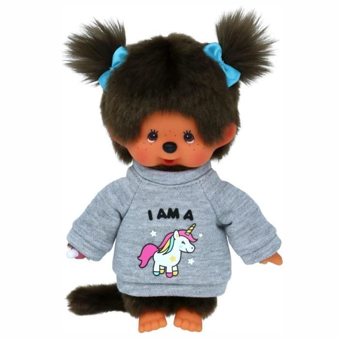 Fille en Robe à Capuche Licorne | 20 cm | Kiki | Poupée Monchhichi | Robe Mode