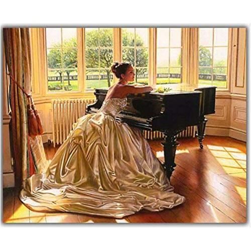 Peinture en Diamant 5D Diy Diamond peinture Beauté et piano Diamant Broderie 3D Plein Carré Diamant Mosaïque Strass SaloWP511535