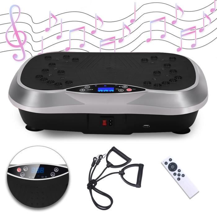 SINBIDE® Fitness Plateforme Vibrante Plaque Vibrante Charge MAX100KG 470X330X130MM Bluetooth Argent