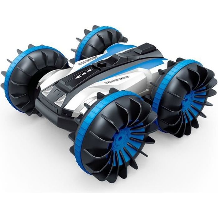 TEMPSA RC Voiture Télécommandée 360° Rotation Cascadée Etanche Eau Terre 2.4 GHz Jouet BLEU