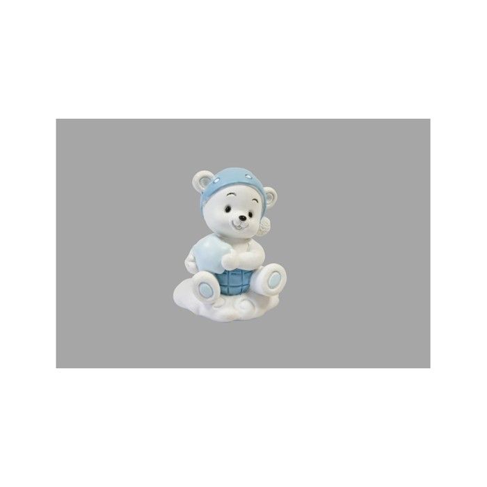 Figurine sujet ourson bleu ciel en résine (x1) REF/RES401CG 3cm x 5cm décoration