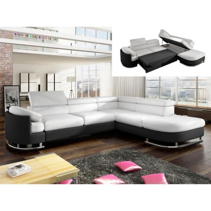 Canapé d'angle Noir Simili Design