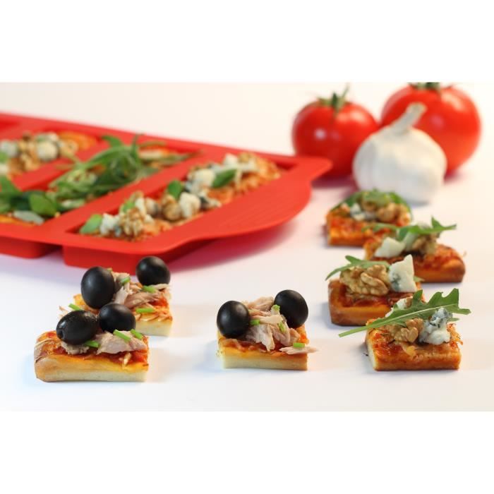 YOKO DESIGN 1236 Moule à Pizza Silicone-Platine Rouge 42 x 24 x 2 cm