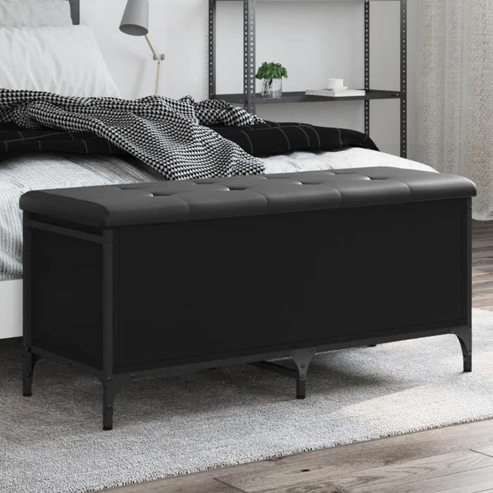 vidaXL Banc de Rangement Coffre de Rangement avec Coussin Organisateur de Vêtements Jouets Couloir Salon Moderne Noir 835147