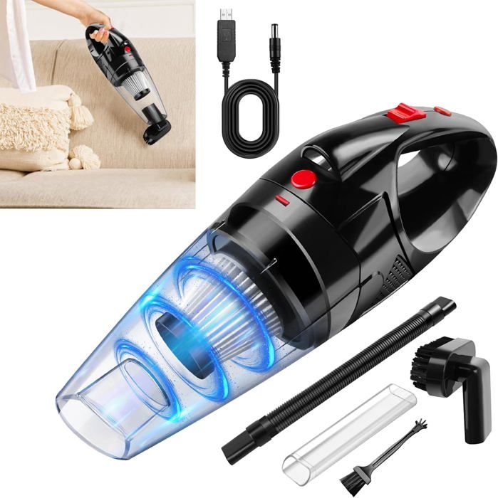 Aspirateur à Main Sans Fil 22000 Pa - 7 Accessoires, Filtre HEPA | Pour Voiture, Maison, Bureau, Moteur Sans Balai
