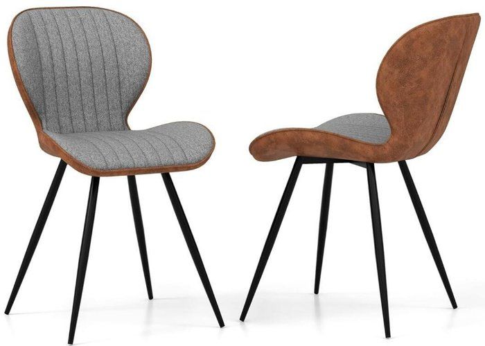 Lot de 2 Chaises Salle à Manger -RELAX4LIFE- Dossier Courbé -Chaise Salon - Rembourré en Eponge - Siège en Forme de U -Charge 150KG