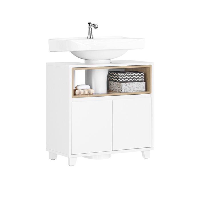 Meuble sous Vasque de Salle de Bain BZR148-W SoBuy - avec 2 Portes - L60 x P30 x H61 cm - Blanc