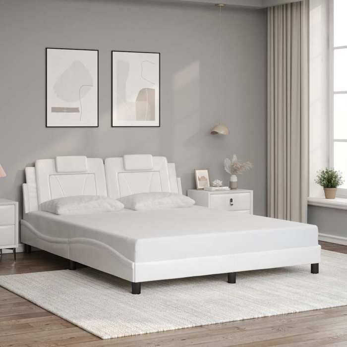 vidaXL Cadre de lit Viana sans matelas blanc 160x200 cm similicuir 3208104