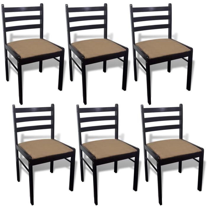 CLOUD Lot de 6 Chaises à manger Cuisine/Salon marron bois solide et velours CHYNEW6817085