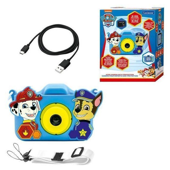 Lexibook - Appareil photo enfant avec protection - 4 en 1 - PatPatrouille - Carte mémoire 8go - Étui - Photo Vidéo MP3 jeux