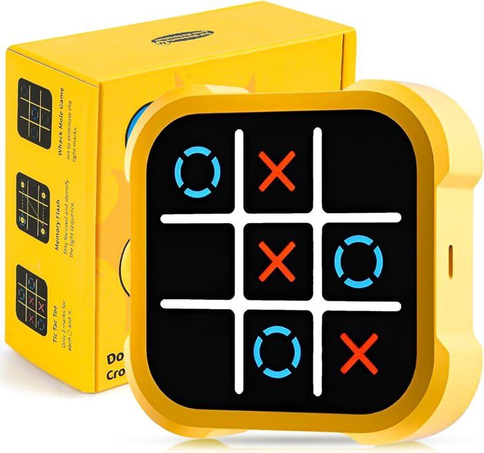 Jeu électronique Portable Tic Tac Toe 3 En 1 – Mode Mémoire, Whack-a-mole, 1 à 4 Joueurs, Voyage