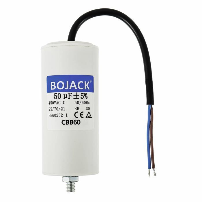Condensateur Permanent Avec Diélectrique Pour Moteur Monophasé 50UF 450VAC, Connexion Tuyau