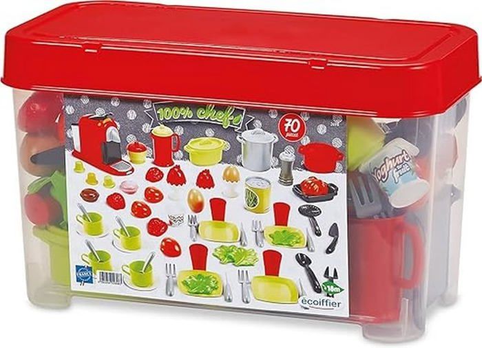 Coffret Dinette Ecoiffier 70 Pièces - Jeu D'Imitation Dès 18 Mois, Fabriqué En France