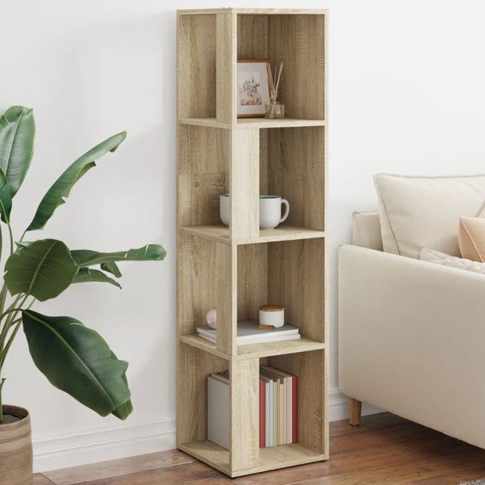 Armoire D'angle Alabama Rauch - Chêne Sonoma Avec Miroir - 100x210x102 Cm - 2 Portes, 1 Tringle, 7 étagères - Fabriqué En Allemagne