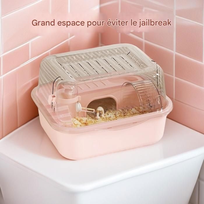 Meilleurs prix pour Cage à hamster rat rongeur - plateforme, biberon eau, roue, maisonnette-Rose