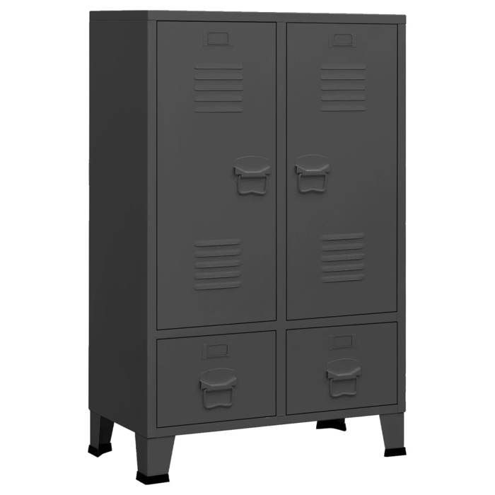 Armoire MGH - Garde-robe Chambre - industrielle Anthracite 67x35x107 cm - Acier M389