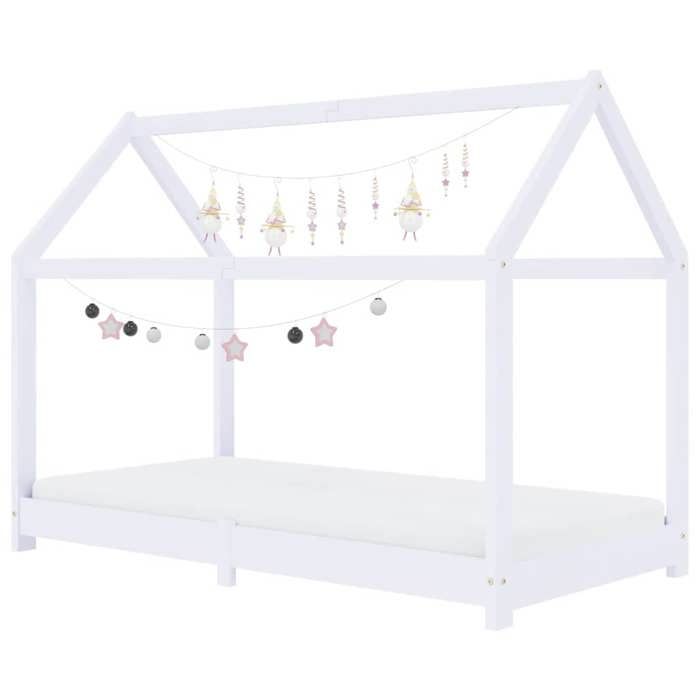 Lit cabane denfant - JILI HOT - 80x160cm - Bois de pin massif - Sommier inclus - Blanc Lit cabane denfant - JILI HOT - 80x160cm - Bois de pin massif - Sommier inclus - Blanc