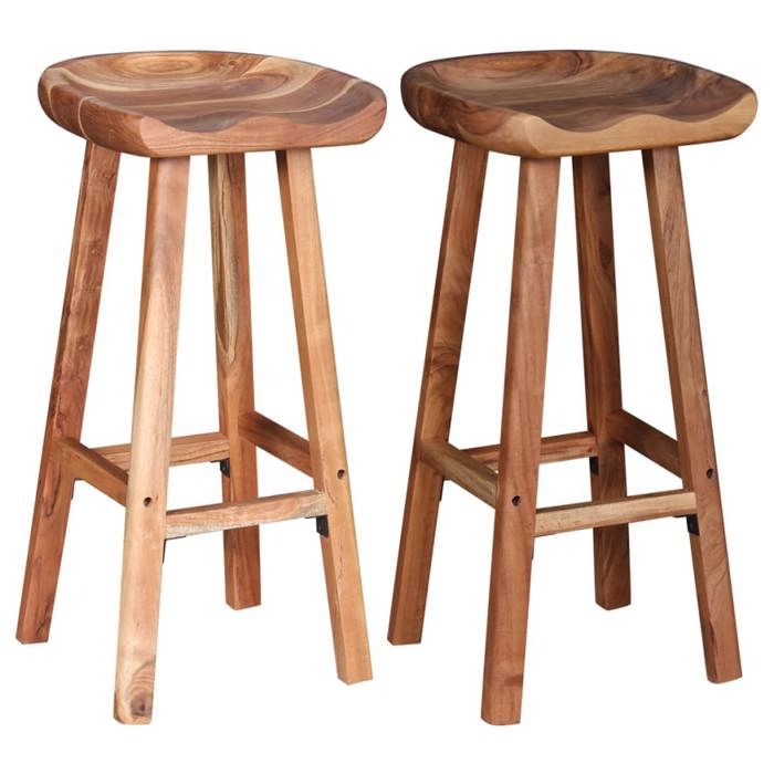 (539187)Tabourets de bar industriel 2 pièces bois dacacia massif - L38 x P37 x H76 cm